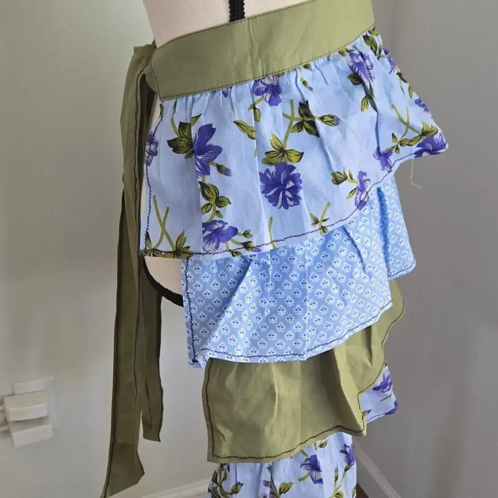 Handmade ruffle tiered half apron